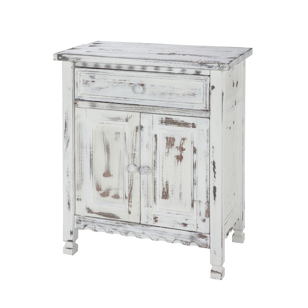 Alaterre Furniture Country Cottage Accent Cabinet, White Antique Finish ACCA23WA - main